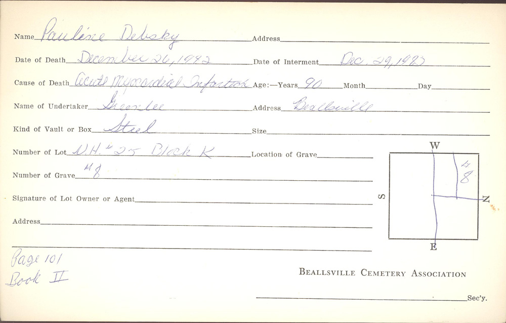 burial card